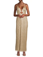 Beaded V-Neck Column Gown