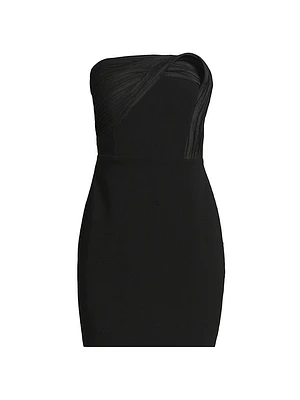Gathered Crepe Strapless Minidress