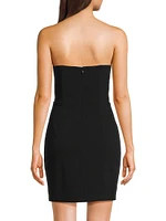 Gathered Crepe Strapless Minidress