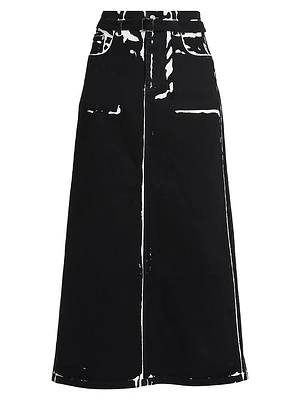 Calder Printed Denim Maxi Skirt