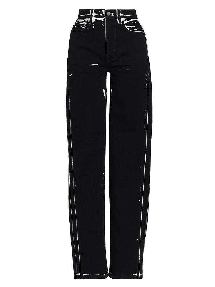 Ryman Printed Mid-Rise Straight-Leg Jeans