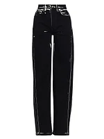 Ryman Printed Mid-Rise Straight-Leg Jeans