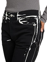 Ryman Printed Mid-Rise Straight-Leg Jeans