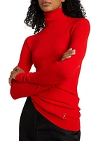 Fox Ribbed Turtleneck Top