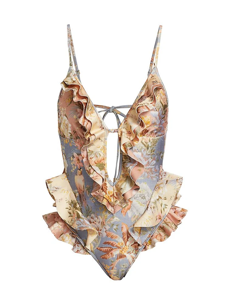 Tallow Floral Ruffle One-Piece Swimsuit