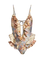 Tallow Floral Ruffle One-Piece Swimsuit