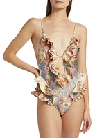 Tallow Floral Ruffle One-Piece Swimsuit