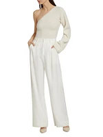 Rib-Knit Cashmere One-Shoulder Top