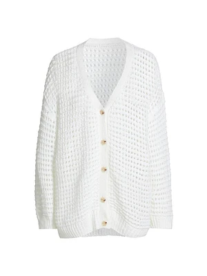 Luxe Cotton Pointelle Cardigan