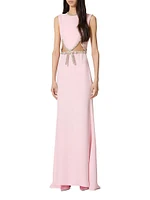 Embroidered Cady Couture Evening Dress