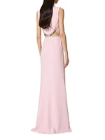 Embroidered Cady Couture Evening Dress