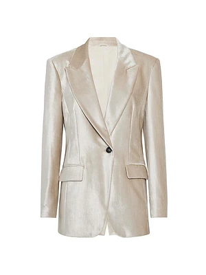 Cotton and Viscose Sleek Velvet Blazer