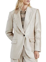 Cotton and Viscose Sleek Velvet Blazer