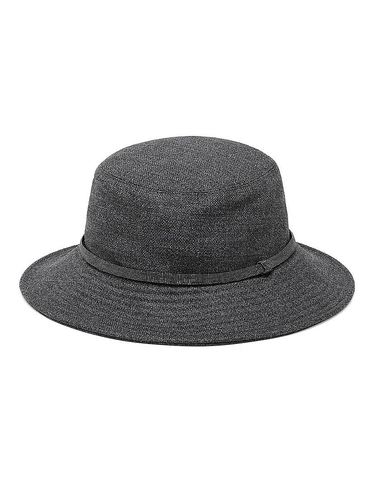 Virgin Wool Bucket Hat with Shiny Band