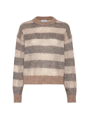 Striped Mohair and Wool Double Layer Sweater