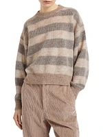 Striped Mohair and Wool Double Layer Sweater