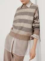 Striped Mohair and Wool Double Layer Sweater