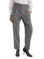 Wool Mouliné Chalk Stripe Slouchy Trousers