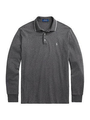 Cotton Long-Sleeve Polo Shirt