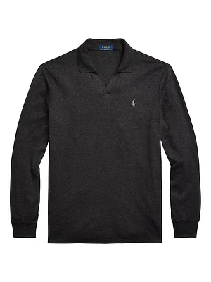 Cotton Long-Sleeve Polo Shirt