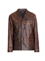 Tumbled Leather Single-Breasted Jacket