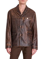 Tumbled Leather Single-Breasted Jacket