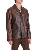 Tumbled Leather Single-Breasted Jacket