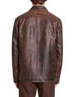 Tumbled Leather Single-Breasted Jacket