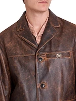 Tumbled Leather Single-Breasted Jacket