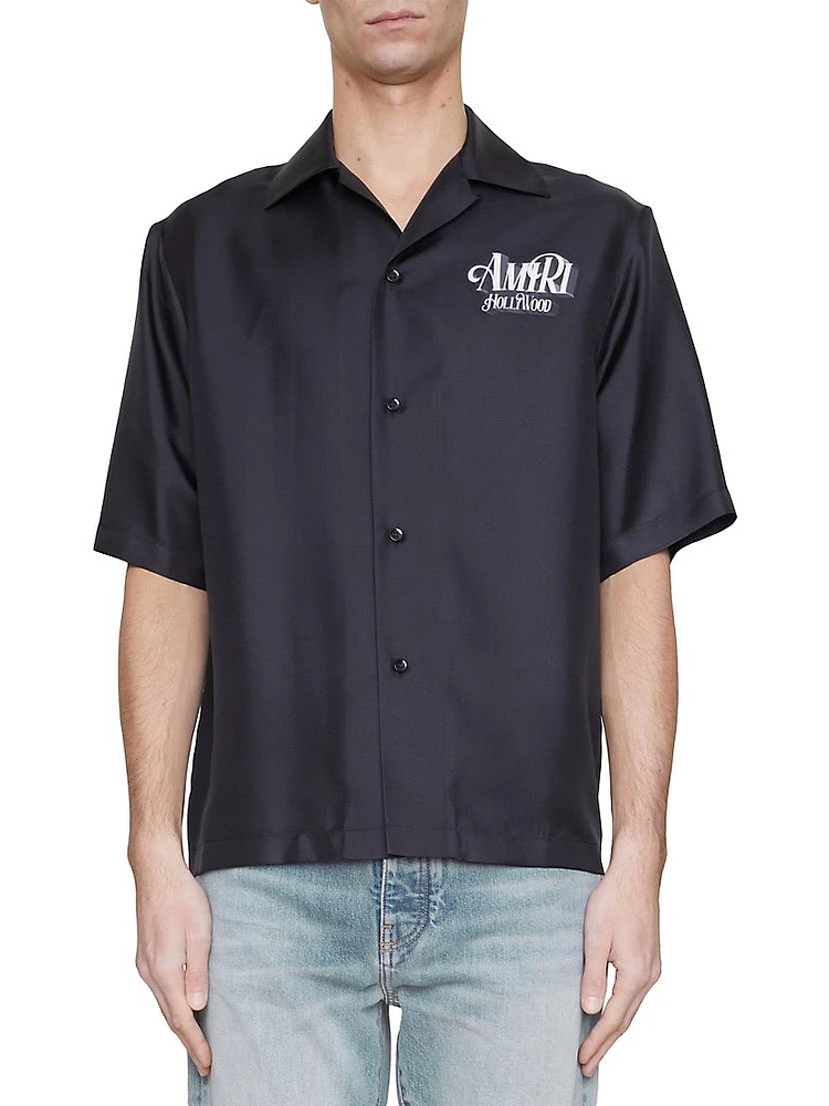 Amiri Credits Silk Bowling Shirt