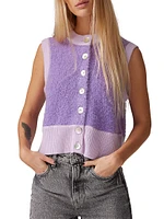 Odi Mohair Knit Sleeveless Button-Front Sweater