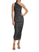 Shimmer Ruched Midi-Dress