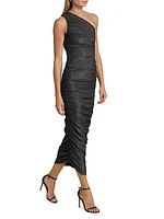 Shimmer Ruched Midi-Dress