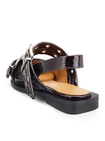 Embossed Buckle Ballerina Flats