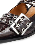 Embossed Buckle Ballerina Flats