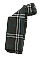 Frayed Check Silk Scarf