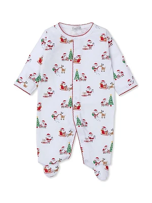 Baby's Christmas Print Scallop Footie