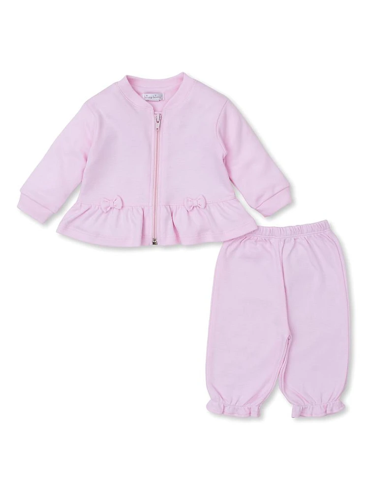 Baby Girl's 2-Piece Peplum Bomber Jacket & Joggers Set