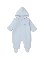 Baby's Embroidered Hooded Velour Footie