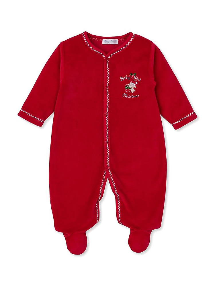 Baby's First Christmas Velour Footie