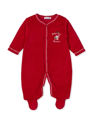 Baby's First Christmas Velour Footie