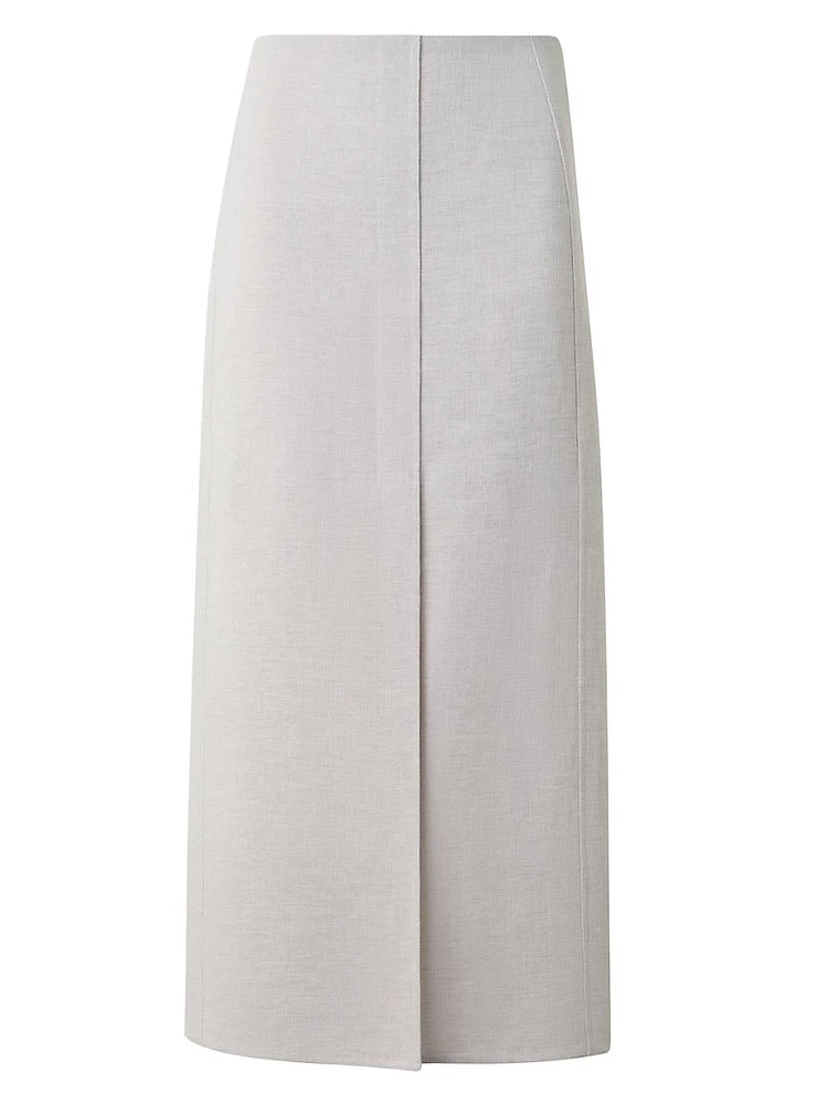 Linen Pencil Midi-Skirt