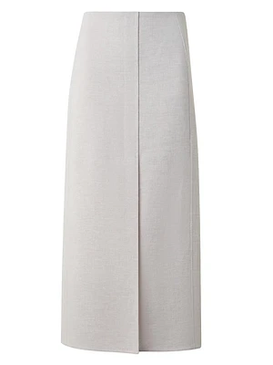 Linen Pencil Midi-Skirt