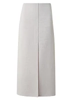 Linen Pencil Midi-Skirt