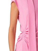 Crepe Ruched Waist Midi-Dress