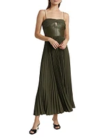 Linda Faux-Leather Maxi-Dress