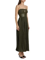 Linda Faux-Leather Maxi-Dress