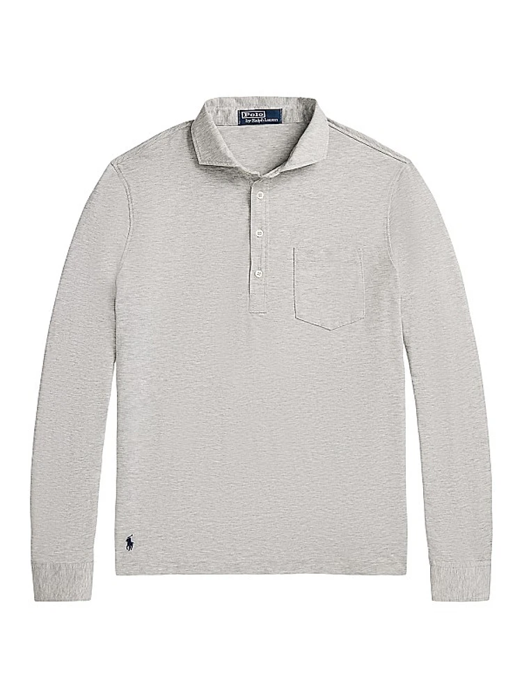 Lisle Cotton Long-Sleeve Polo Shirt