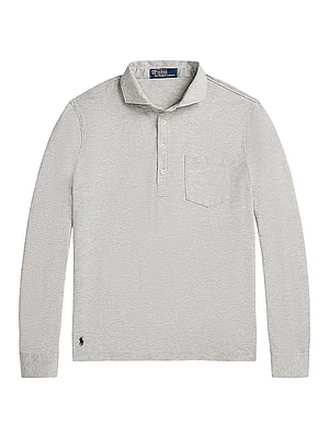 Lisle Cotton Long-Sleeve Polo Shirt
