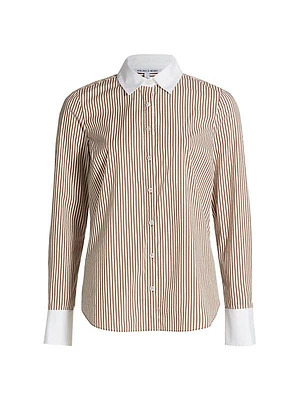 Marisol Striped Cotton-Blend Long-Sleeve Shirt